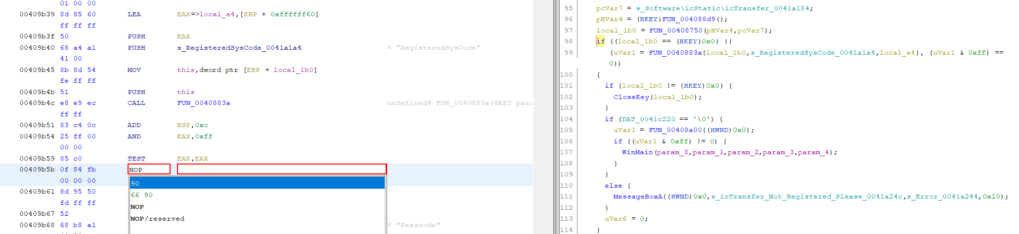 About to patch a NOP