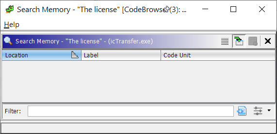 A search box showing no results.